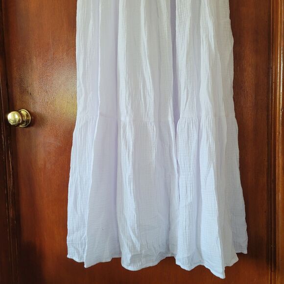 DKNY Cotton Gauze Smocked-Bodice white Maxi Dress size L sleevesless 100% cotton - Picture 5 of 12